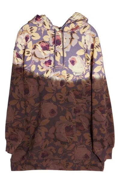 Shop Dries Van Noten Hasper Dip Dye Floral Print Hoodie Dress In Purple 401
