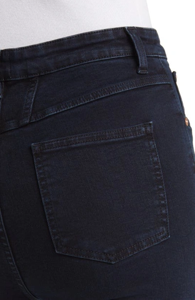 Shop Closed Hi-sun Release Hem High Waist Crop Flare Jeans In Blue/ Black