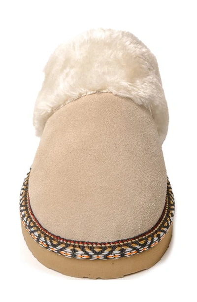 Minnetonka Cerise Faux Fur Scuff Slipper In Stone