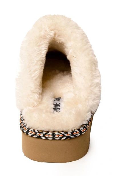 Minnetonka Cerise Faux Fur Scuff Slipper In Stone