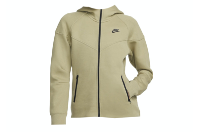 Pre-owned Nike Sportswear Women's Tech Fleece Windrunner Full-zip Hoodie Neutral Olive/black