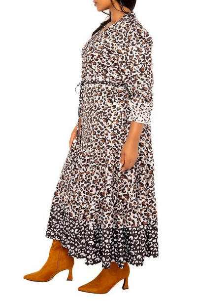 Shop Buxom Couture Animal Print Shirtdress In Multi White/ Brown