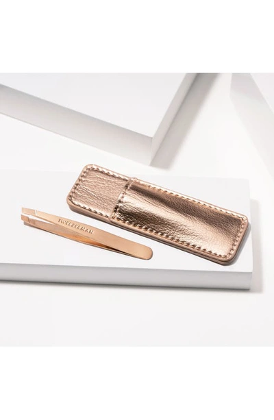 Tweezerman Rose Gold Mini Slant Tweezer & Case Set In Rose Gold