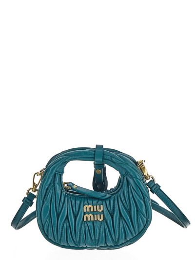 Miu Wander Matelasse Shoulder Bag in Green - Miu Miu