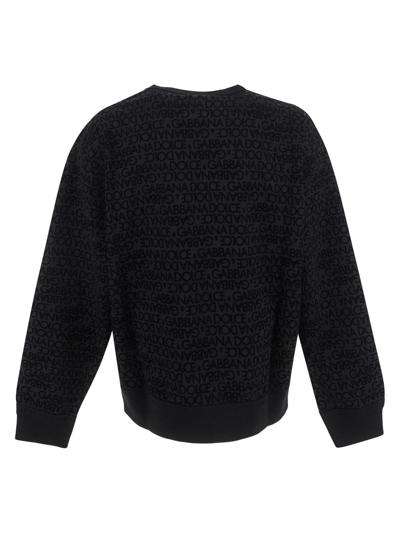 Shop Dolce & Gabbana Flocked Logo Jacquard Sweatshirt In Black