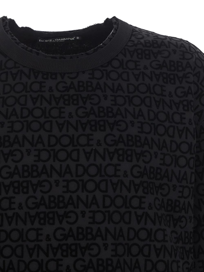 Shop Dolce & Gabbana Flocked Logo Jacquard Sweatshirt In Black
