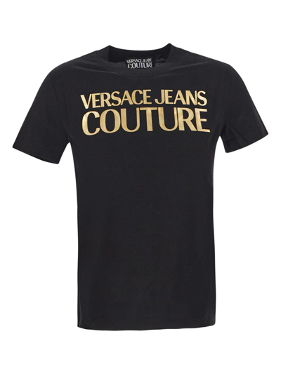 Shop Versace Jeans Couture Shiny Logo Print T-shirt In Black