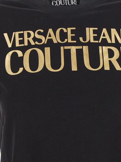 Shop Versace Jeans Couture Shiny Logo Print T-shirt In Black