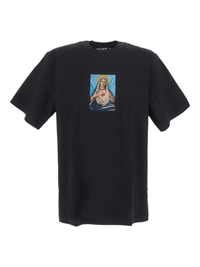 Shop Dolce & Gabbana Strass-embellished Virgin Print T-shirt In Black