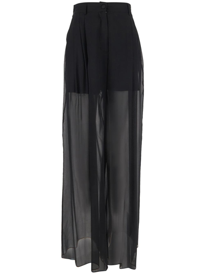 Shop Dolce & Gabbana Sheered Trousers In Black