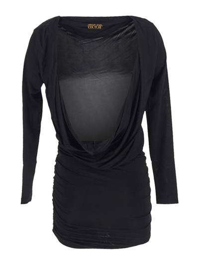 Shop Versace Jeans Couture Cowl Back Mini Dress In Black