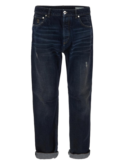 Shop Brunello Cucinelli Five-pocket Trousers In Blue