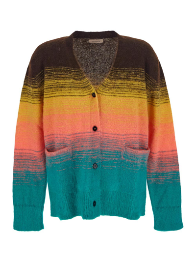 Shop Laneus Rainbow Cardigan In Multicolor