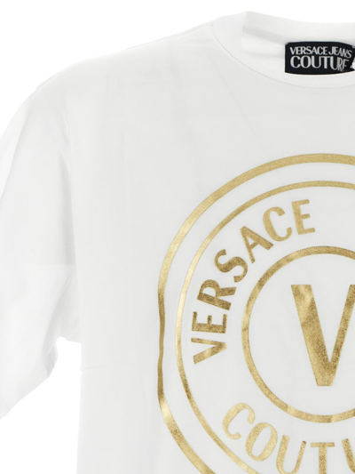 Shop Versace Jeans Couture Shiny Maxi Logo Print T-shirt In White