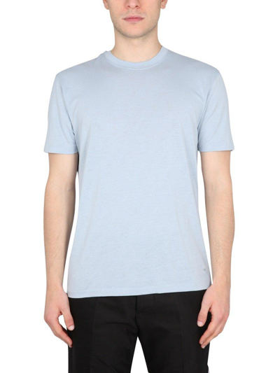 Shop Tom Ford Short Sleeved Straight Hem T-shirt In Azzurro