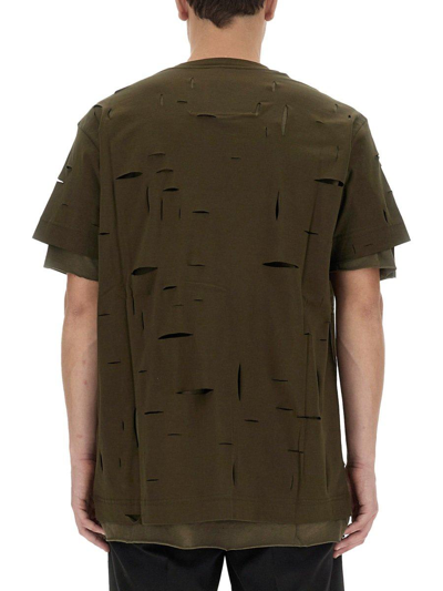Shop Givenchy Distressed Oversized T-shirt In Militare