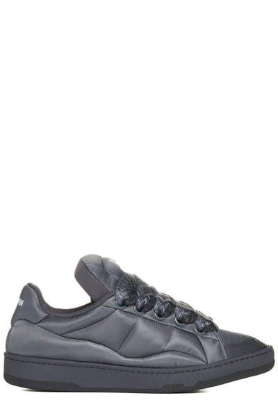 Shop Lanvin Round Toe Lace-up Sneakers In Loden