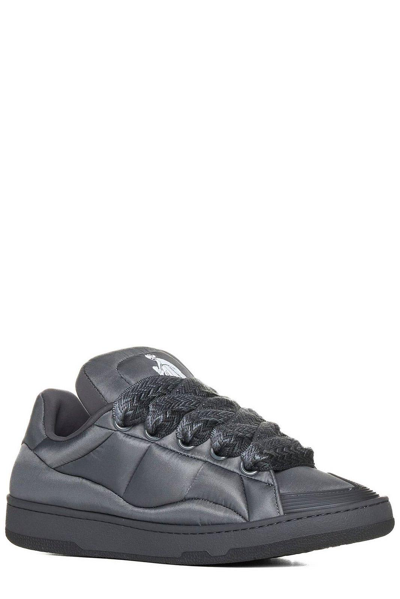 Shop Lanvin Round Toe Lace-up Sneakers In Loden