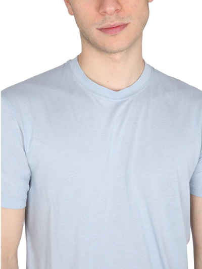 Shop Tom Ford Short Sleeved Straight Hem T-shirt In Azzurro