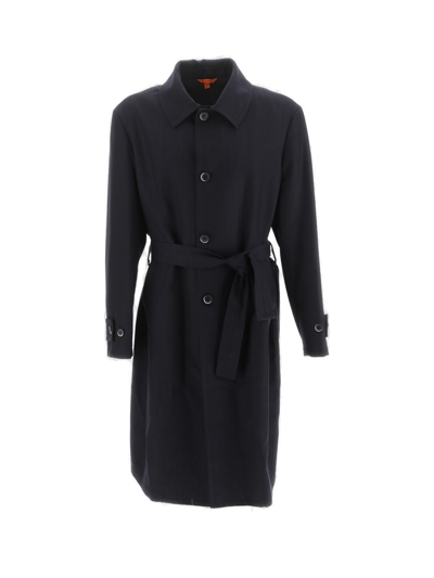 Shop Barena Venezia Single-breasted Long Sleeved Tied-waist Trench Coat In Navy