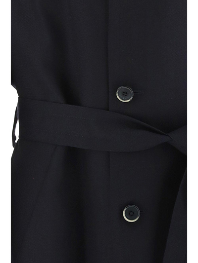 Shop Barena Venezia Single-breasted Long Sleeved Tied-waist Trench Coat In Navy