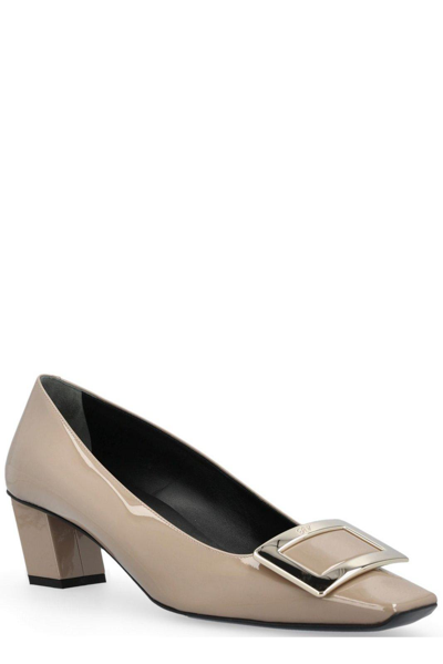 Shop Roger Vivier Belle Vivier Buckle Pumps In Grey