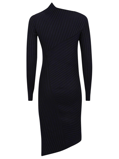 Shop Philosophy Di Lorenzo Serafini Asymmetric Ribbed Wrap Mini Dress In Blu