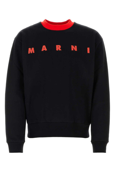 Shop Marni Logo Printed Crewneck Sweatshirt