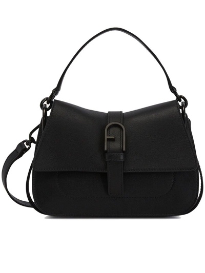 Shop Furla Flow Mini Top Handle Bag In Nero