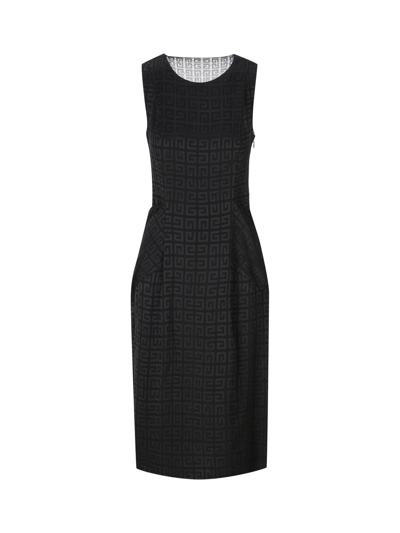 Shop Givenchy 4g Jacquard Sleeveless Dress In Black