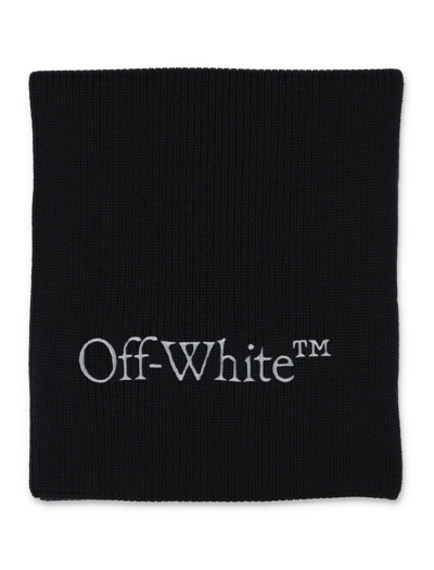 Shop Off-white Bookish Logo Embroidered Scarf In Black
