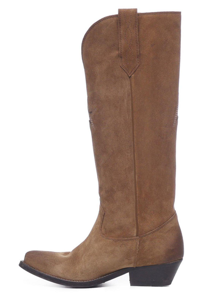 Shop Golden Goose Pointed Toe Western Boots In Brown