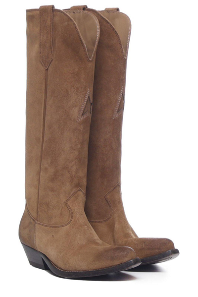 Shop Golden Goose Pointed Toe Western Boots In Brown