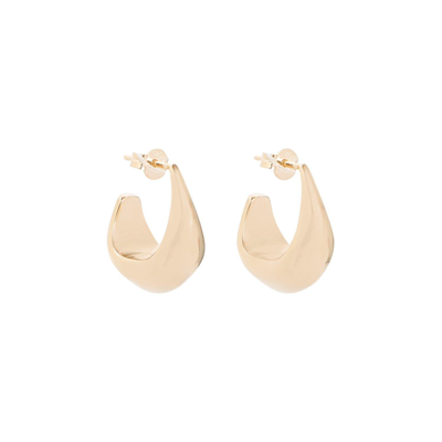 Shop Lemaire Sculpted Hoop Curved High-shine Earrings In Gold