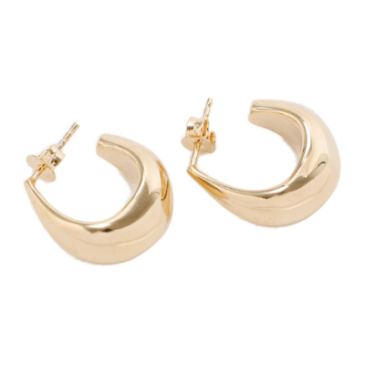 Shop Lemaire Sculpted Hoop Curved High-shine Earrings In Gold