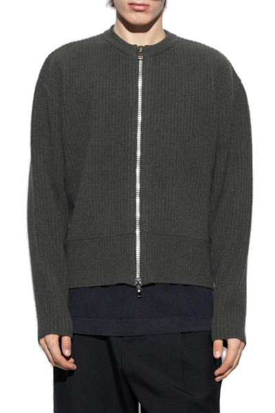 Shop Givenchy Zipped Knit Cardigan In Green