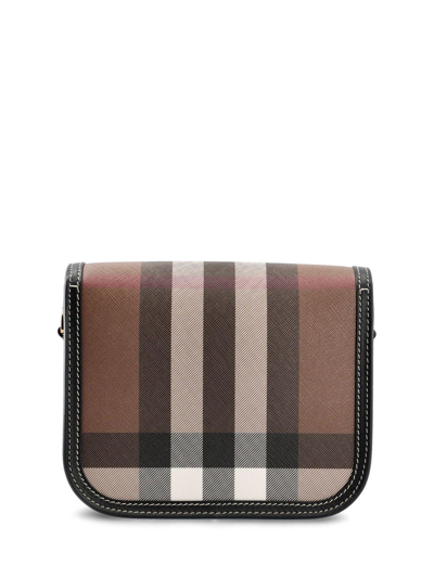 Shop Burberry Checked Small Crossbody Bag In Marrone