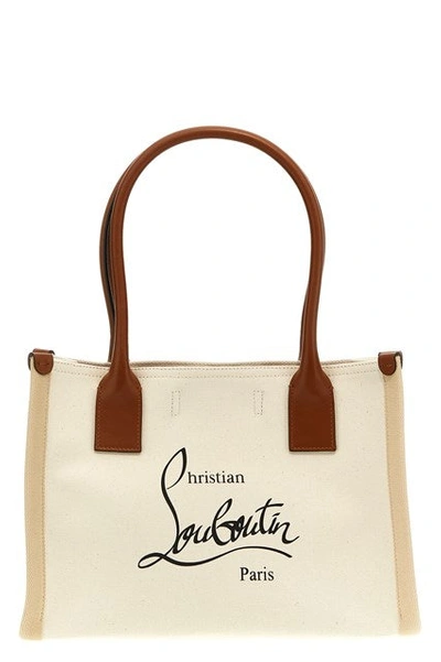 Shop Christian Louboutin Women Nastroloubi E/w Small' Shopping Bag In Cream