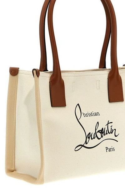 Shop Christian Louboutin Women Nastroloubi E/w Small' Shopping Bag In Cream