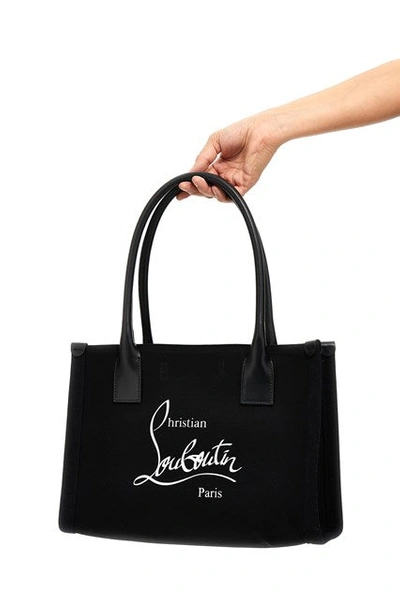 Neutral Nastroloubi small leather-trim canvas tote bag, Christian  Louboutin