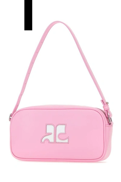 Shop Courrèges Courreges Woman Pink Leather Reedition Shoulder Bag