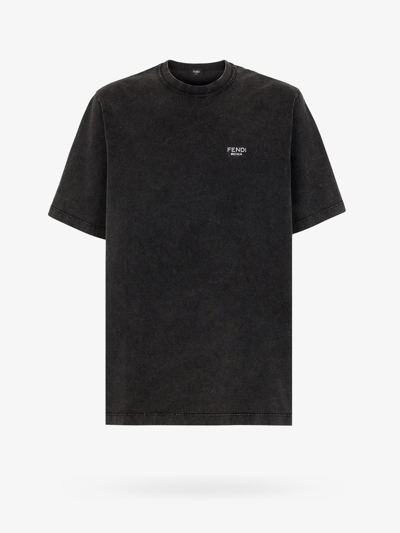 Shop Fendi Man T-shirt Man Black T-shirts