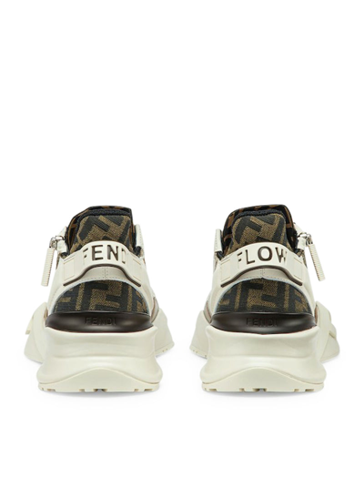 Shop Fendi Men Flow Logo Sneakers In Brown