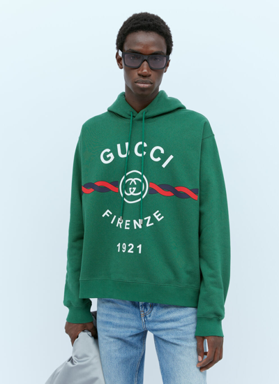 Shop Gucci Men Interlocking G Torchon Hooded Sweatshirt In Green