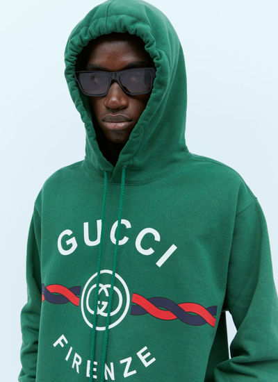 Shop Gucci Men Interlocking G Torchon Hooded Sweatshirt In Green