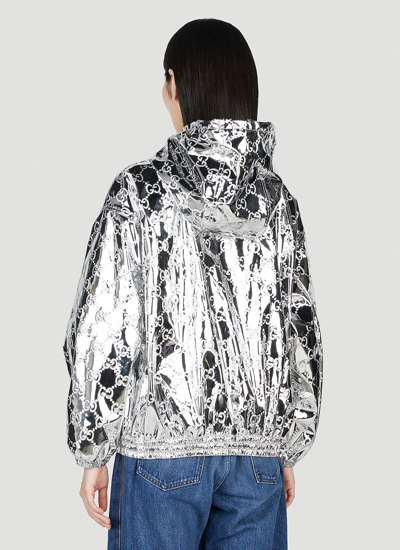 Shop Gucci Women Gg Embossed Bomber Jacket In Silver
