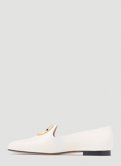 Shop Gucci Women Logo Plaque Loafers In White