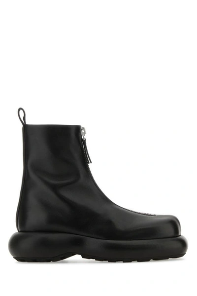 Shop Jil Sander Woman Black Leather Ankle Boots