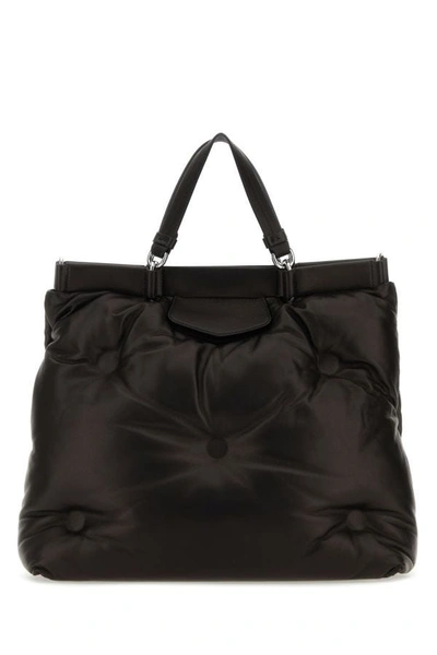Shop Maison Margiela Woman Black Nappa Leather Medium Glam Slam Shopping Bag