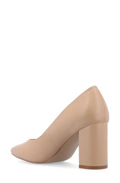 Shop Journee Collection Simonne Supernatural Shades Tru Comfort Foam Block Heel Pointed Toe Pump In Almond